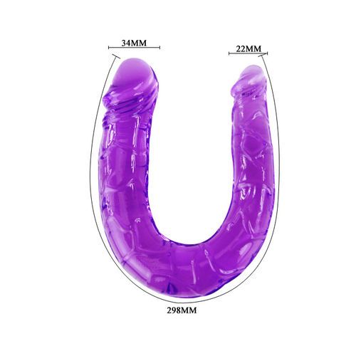 Dildo doble de gelatina flexible lila 3