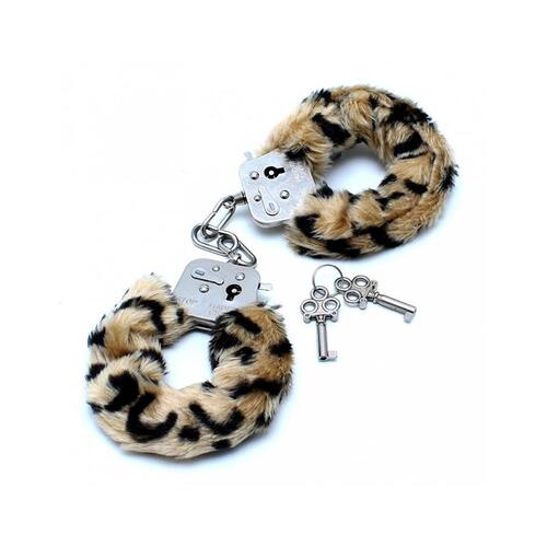 Esposas metálicas con pelo de leopardo
