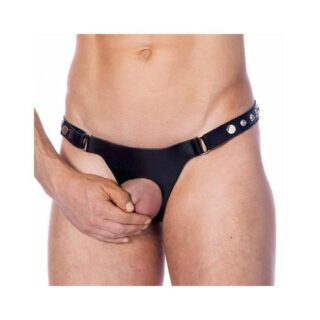Tanga de cuero ajustable con abertura