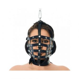 Máscara de cuero con forma de bozal ajustable