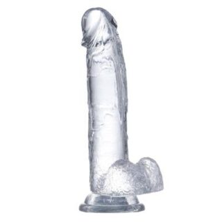 Dildo realista con testiculos cristalino 2