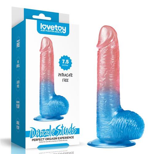 Dildo Dazzle Studs 19 cm rosa y azul