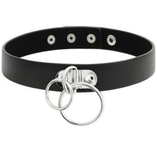 Collar de cuero vegano con doble anilla 2