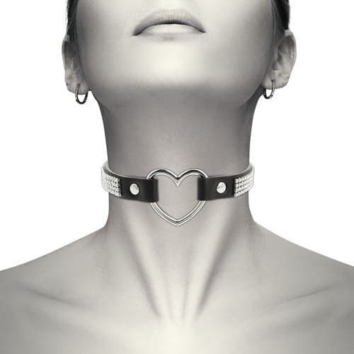 Collar de cuero vegano corazon Choker