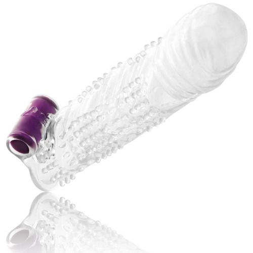 Funda para el pene texturada con bala vibradora 2 1