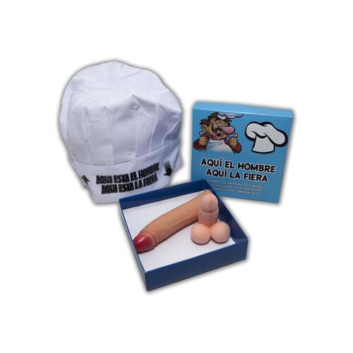 Set caja gorro cocinero broche y estimulador