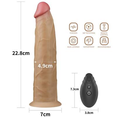 Dildo vibrador con rotacion y doble capa 228 cm 11