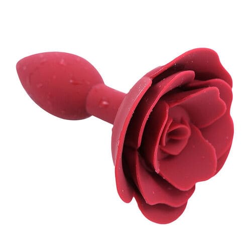 Plug anal de silicona con forma de rosa