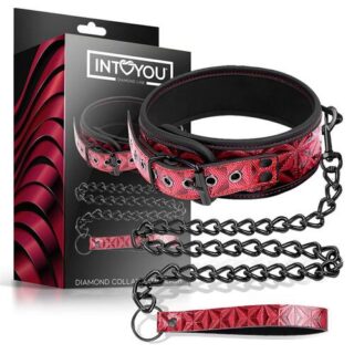 Collar con correa ajustable cuero vegano