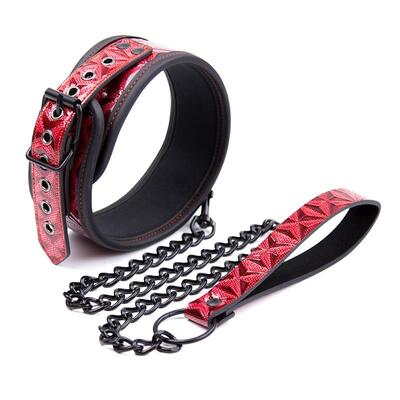 Collar con correa ajustable cuero vegano 4
