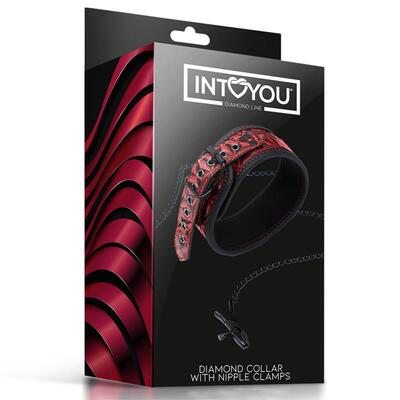 Collar con pinzas para pezones cuero vegano 7