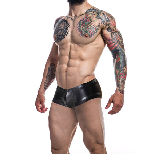 Booty shorts cuero negro Cut4Men