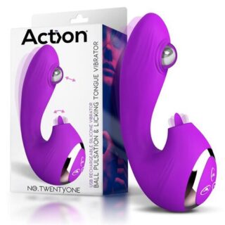 Vibrador con bola pulsante y lengua estimuladora