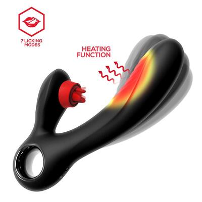 Vibrador con calor y triple lengua estimuladora 3