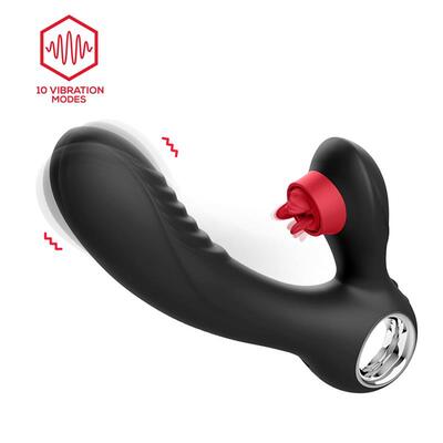 Vibrador con calor y triple lengua estimuladora 5
