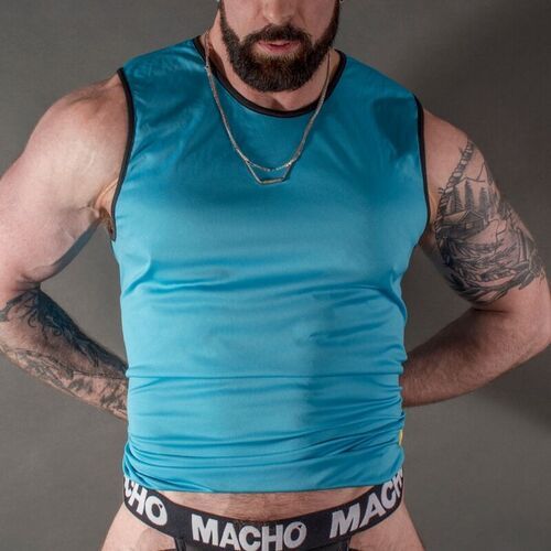 Camiseta azul de corte deportivo Macho