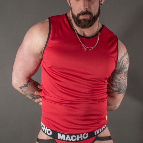 Camiseta roja de corte deportivo Macho