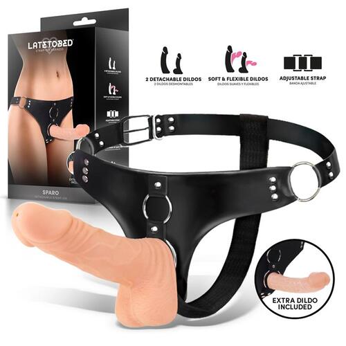 Arnes con 2 dildos realistas desmontables Sparo