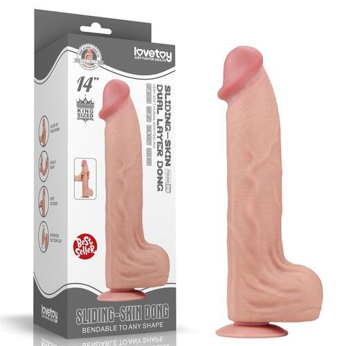 Dildo dual layer con piel retráctil 36 cm