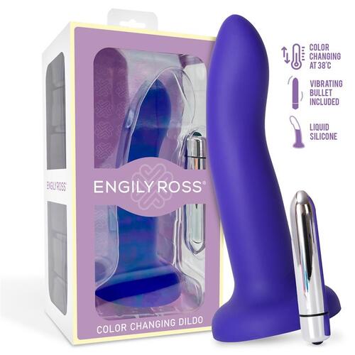 Dildo con vibración cambia de color azul púrpura 17 cm