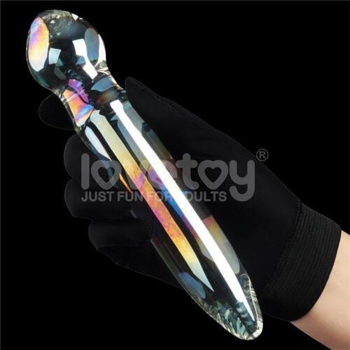 Dildo de cristal que brilla en la oscuridad Twilight Gleam Prism Glass