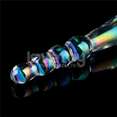 Dildo de cristal que brilla en la oscuridad Twilight Gleam Rising Ripples 4