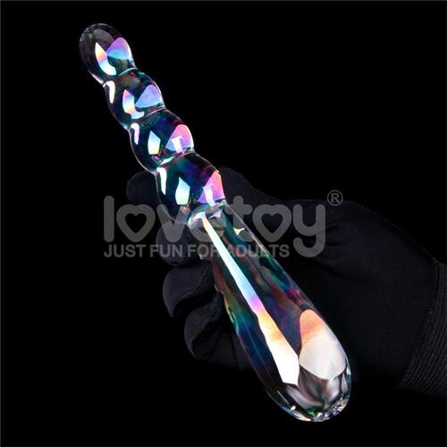 Dildo de cristal que brilla en la oscuridad Twilight Gleam Rising Ripples