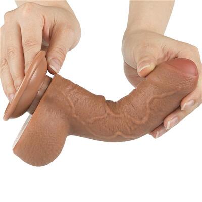 Dildo piel deslizante 18,3 cm marrón 3