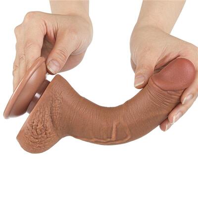 Dildo piel deslizante 19,5 cm marrón 3