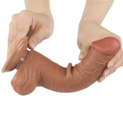 Dildo piel deslizante 20,8 cm marrón 3