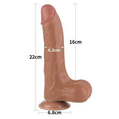 Dildo piel deslizante 22 cm 2 marrón 2