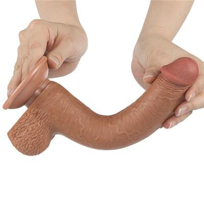Dildo piel deslizante 22 cm 3 marrón 3