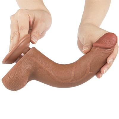 Dildo piel deslizante 22 cm marrón 3