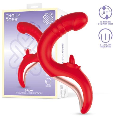 Vibrador con Thrusting y lengua oscilante 360º Drako