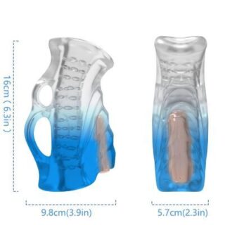 Masturbador dedal y vibrador azul degradado Armony 2