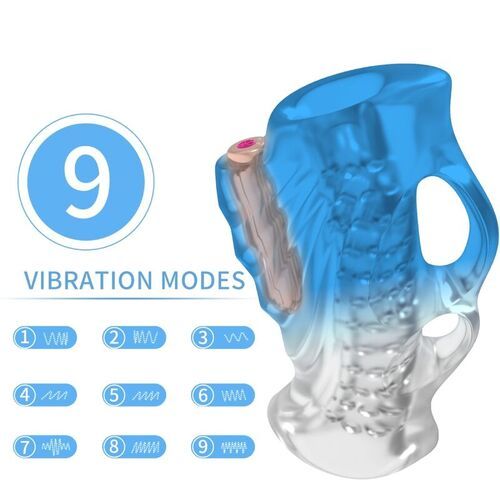 Masturbador dedal y vibrador azul degradado Armony