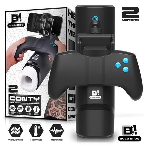 Masturbador con Thrusting, vibración y calor Game Controller Conty