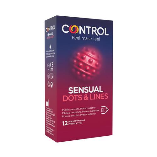 Caja de preservativos Sensual Dots&Lines punteados 12 unidades