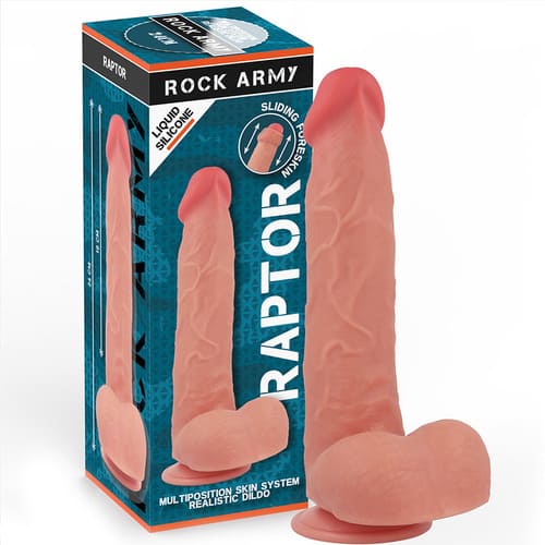 Dildo de silicona líquida doble densidad Raptor 24 cm