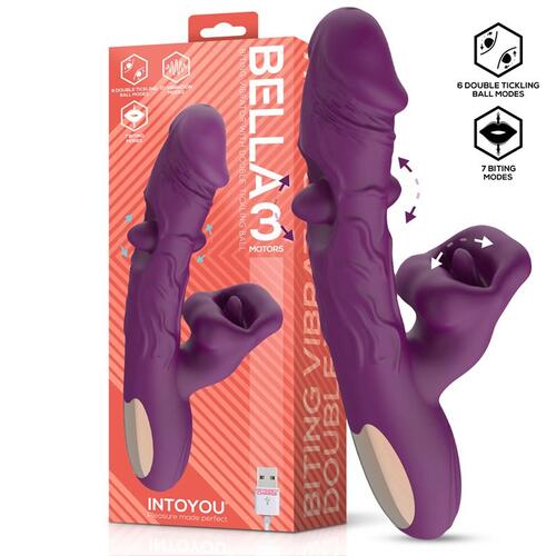 Vibrador doble bola cosquilleante y mordisqueo con 3 motores Bella