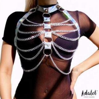 Arnés para pecho cuero vegano con cadenas talla única Bianca
