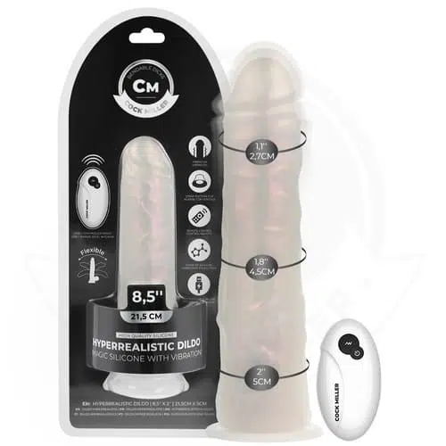 Dildo Cock Miller con control remoto luces y vibración 21,5 cm